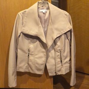 Faux leather shirt jacket